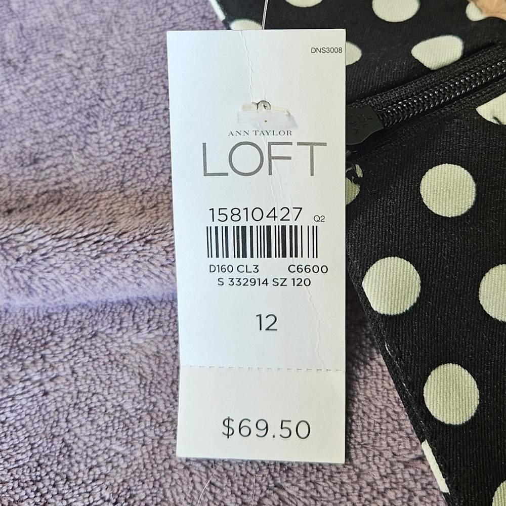 NEW Ann Taylor LOFT Polka Dot Pencil Skirt Business Career Black White Womens 12 - Picture 3 of 7